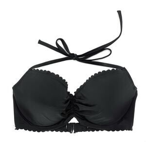 SUNDAZED Scallop Underwire Bikini Top Black 36DD